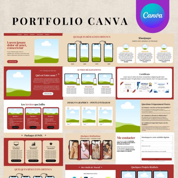 Template Portfolio Site Web Modifiable sur Canva